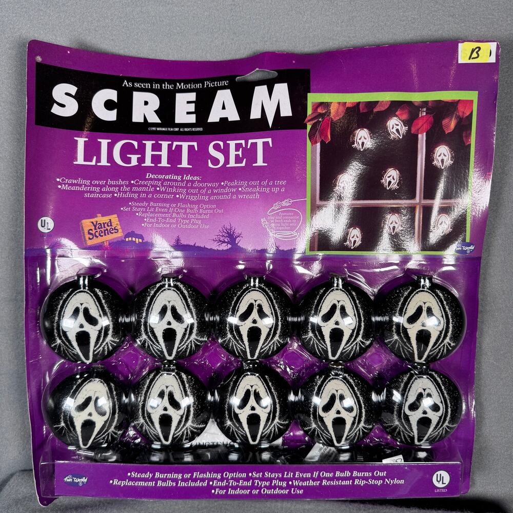 Vintage 1997 Scream Light‎ Set Fun World Halloween Yard Scenes Ghostface Mask B